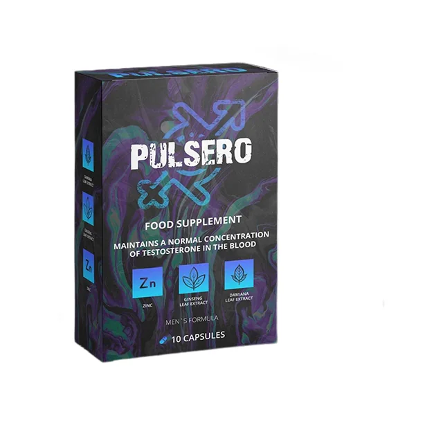 Caja oscura de Pulsero con zinc, extracto de hoja de ginseng y damiana, complemento alimenticio de diez cápsulas para hombres